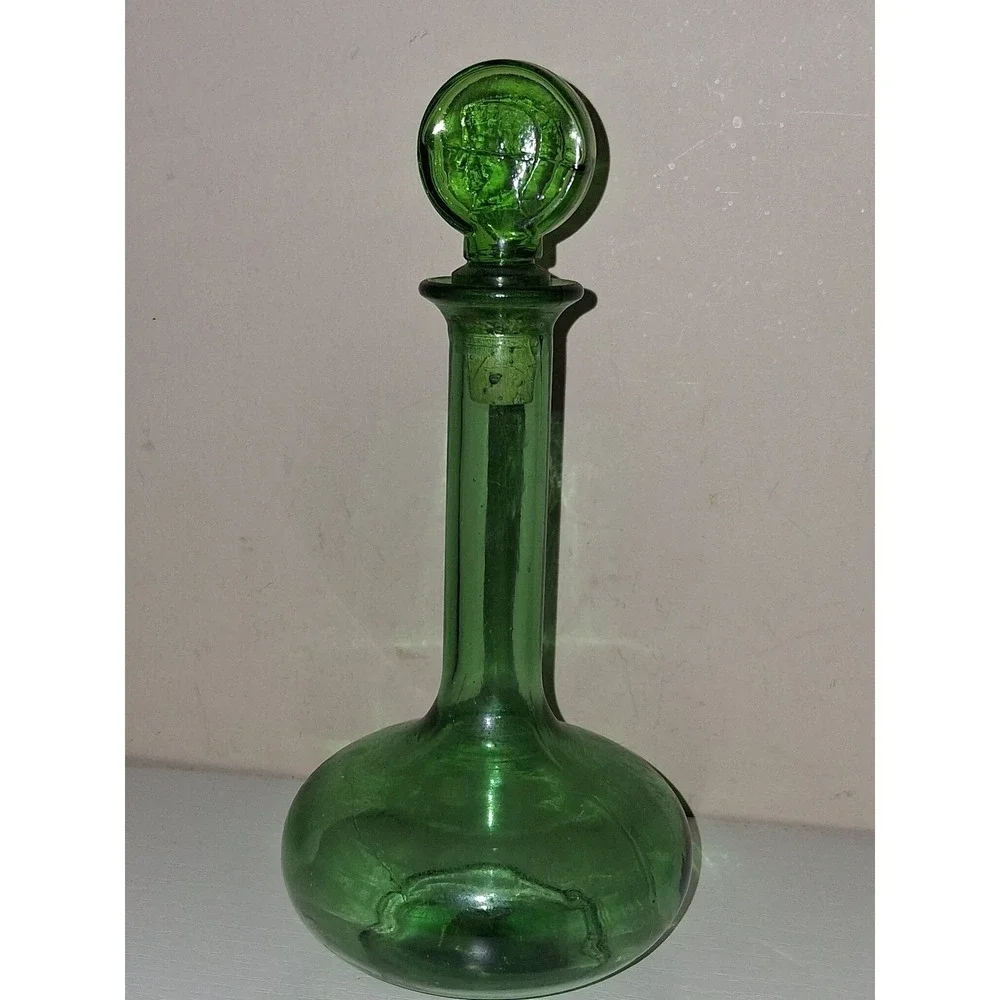 Vintage Holmegaard Denmark Green Glass Decanter Vintage Norleans Green Glass
